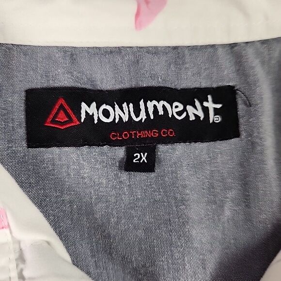 Monument Clothing Co 2X Flamingo Button Down Hawaiian Shirt Casual Short Sleeve - Picture 3 of 12